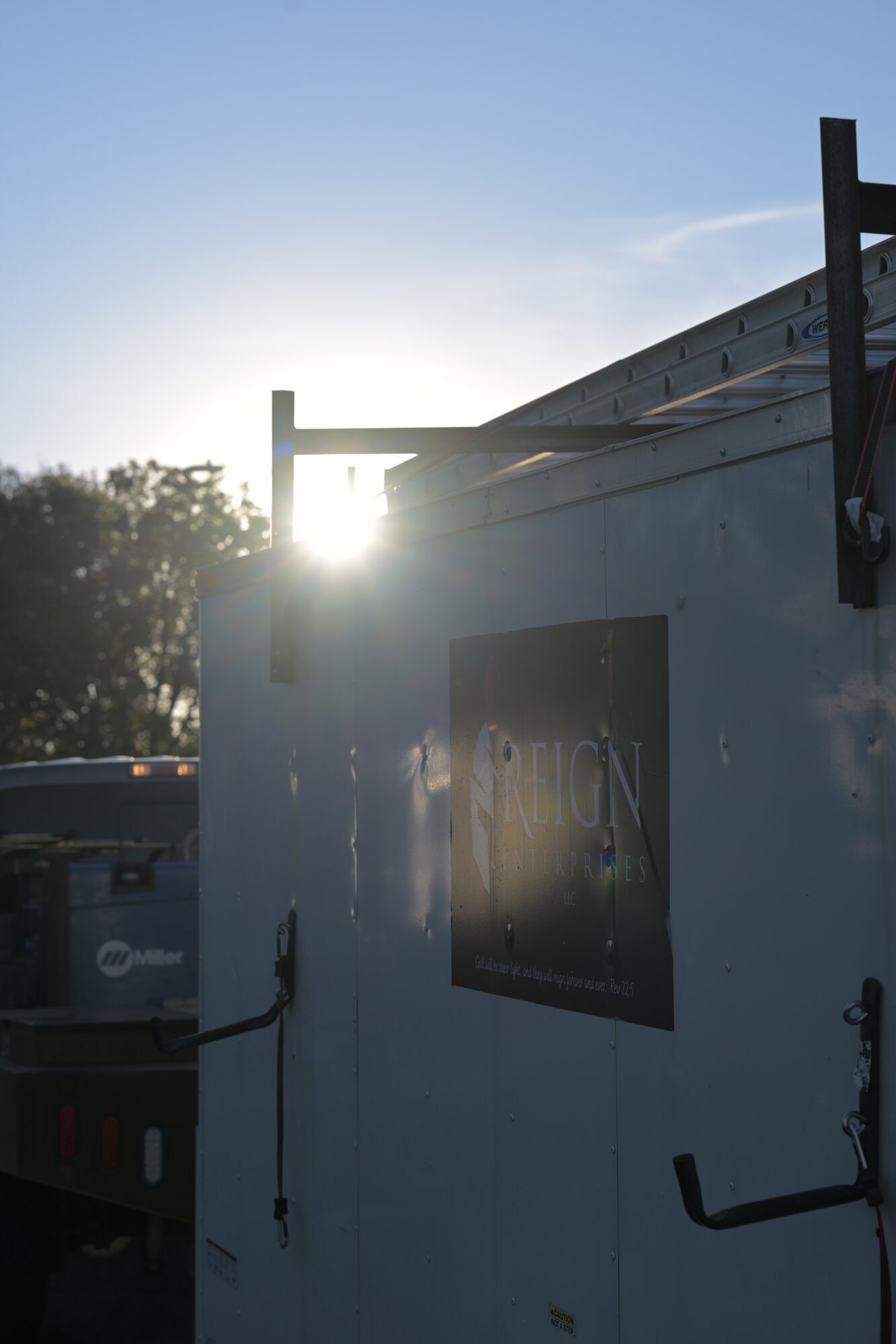 Reign Enterprises trailer at sunrise